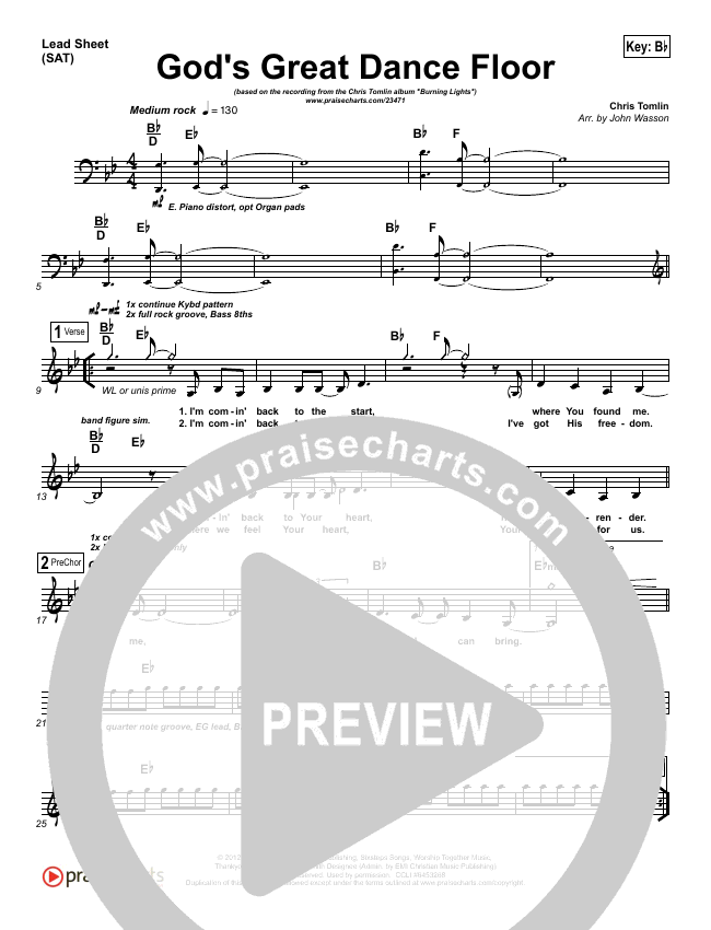 God's Great Dance Floor Sheet Music PDF (Chris Tomlin / Passion