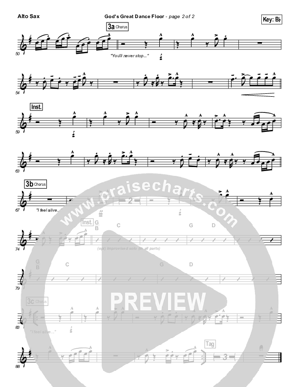 God's Great Dance Floor Alto Sax (Chris Tomlin / Passion)