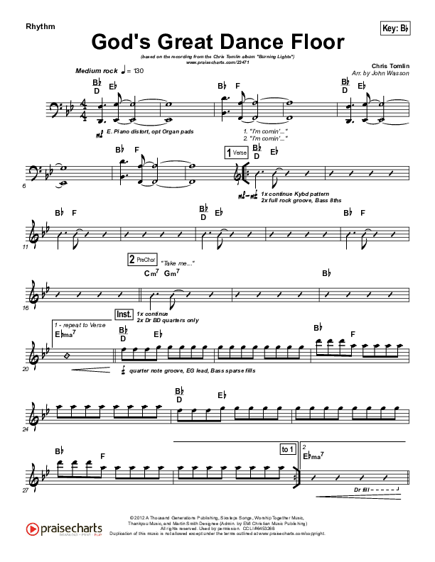 God's Great Dance Floor Rhythm Chart (Chris Tomlin / Passion)