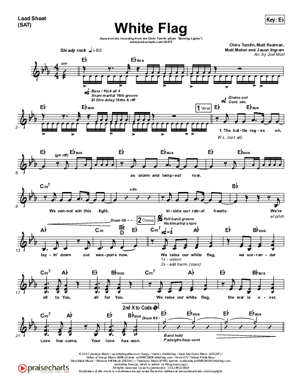 White Flag Lead Sheet (SAT) (Chris Tomlin)