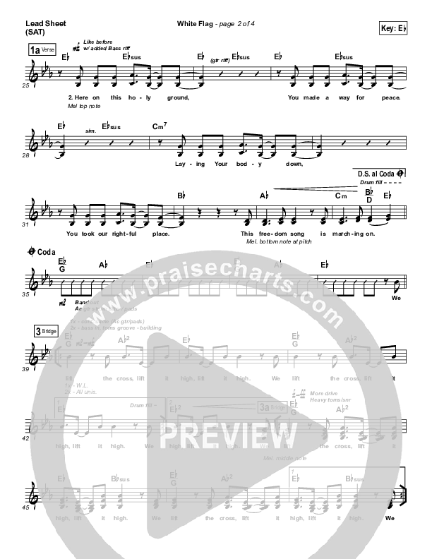 White Flag Lead Sheet (SAT) (Chris Tomlin)