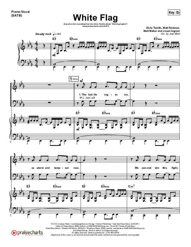 White Flag Piano/Vocal (SATB) (Chris Tomlin)