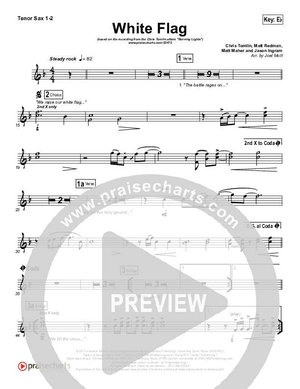 White Flag Tenor Sax 1/2 (Chris Tomlin)