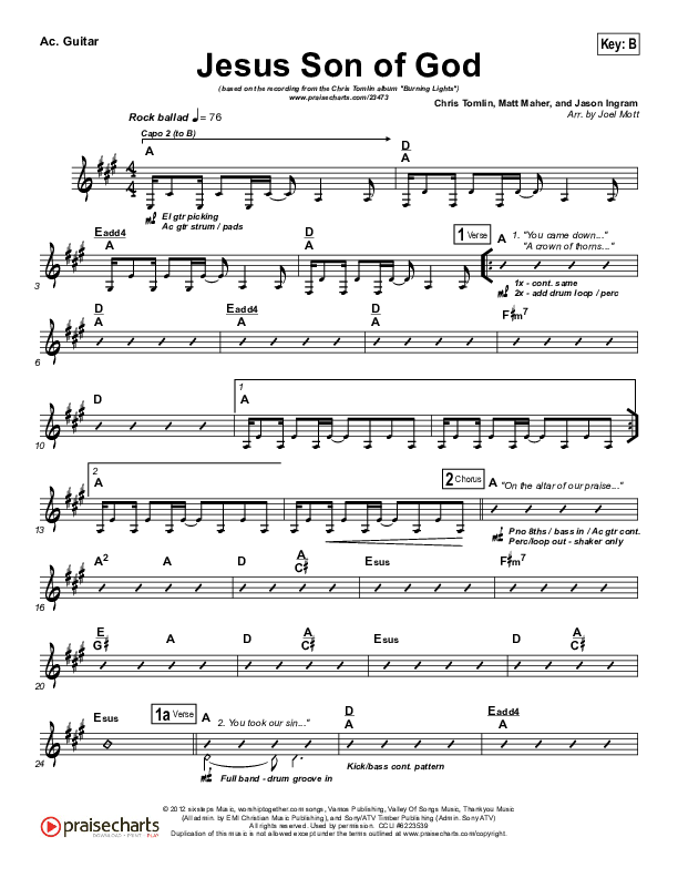 Jesus Son Of God Acoustic Guitar (Chris Tomlin)
