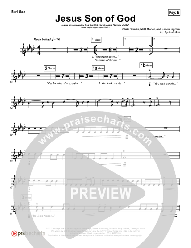 Jesus Son Of God Bari Sax (Chris Tomlin)