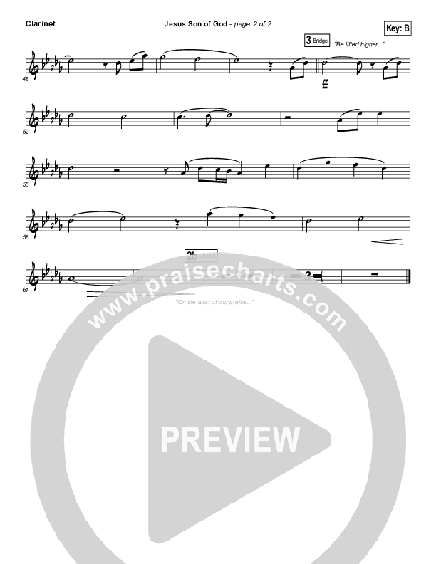 Jesus Son Of God Clarinet (Chris Tomlin)