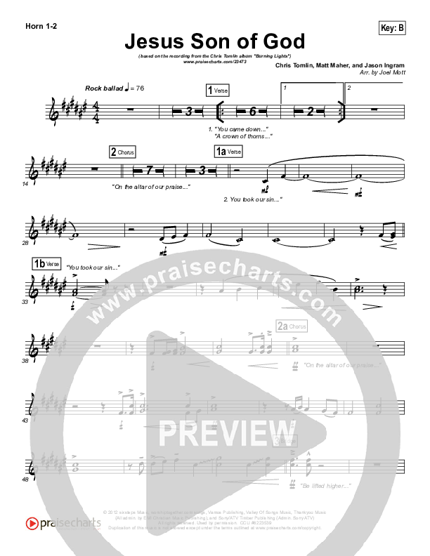 Jesus Son Of God French Horn 1/2 (Chris Tomlin)
