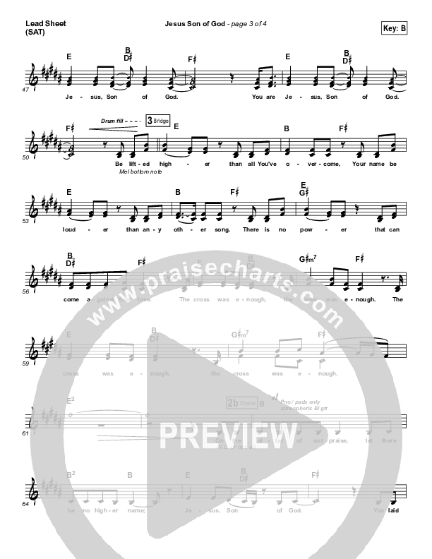 Jesus Son Of God Lead Sheet (SAT) (Chris Tomlin)