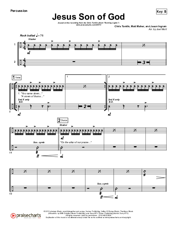 Jesus Son Of God Percussion (Chris Tomlin)