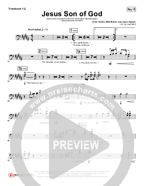 Jesus Son Of God Trombone 1/2 (Chris Tomlin)