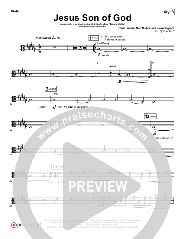 Jesus Son Of God Viola (Chris Tomlin)