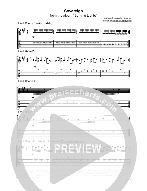 Sovereign Guitar Tab (Chris Tomlin)