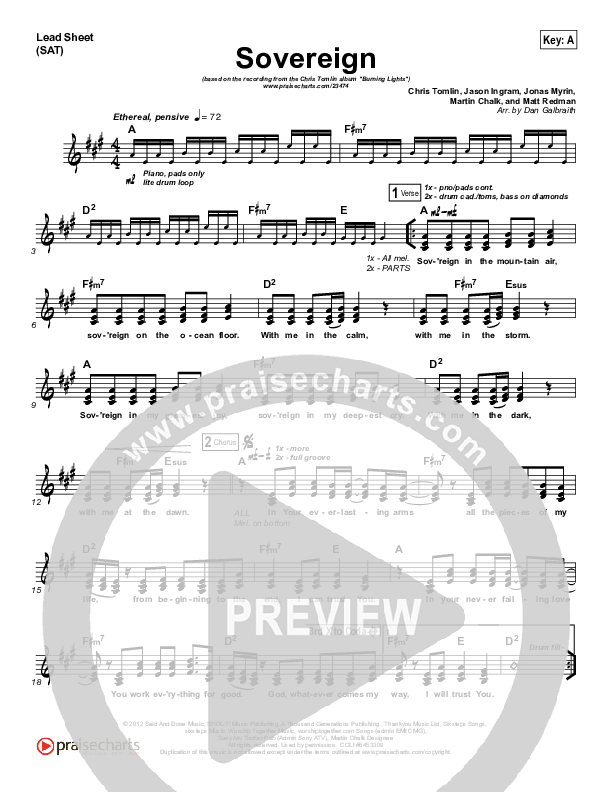 Sovereign Lead Sheet (SAT) (Chris Tomlin)