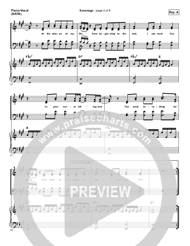 Sovereign Piano/Vocal (SATB) (Chris Tomlin)