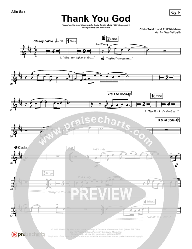 Thank You God Alto Sax (Chris Tomlin)