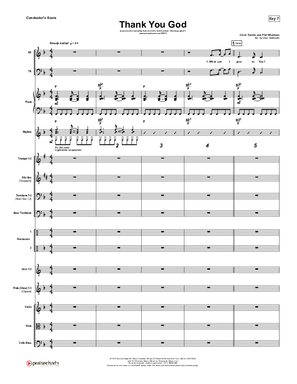 Thank You God Conductor's Score (Chris Tomlin)