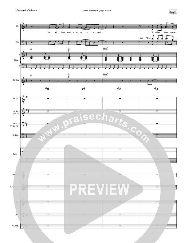 Thank You God Conductor's Score (Chris Tomlin)