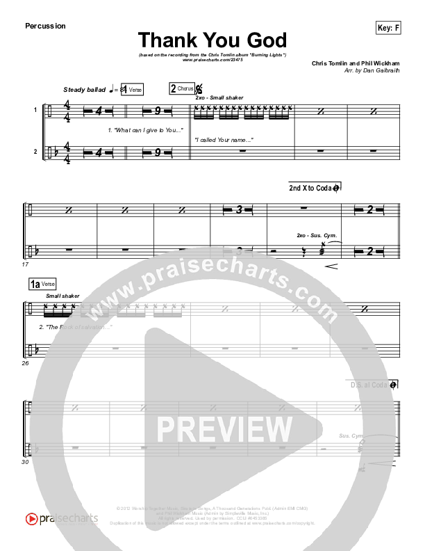 Thank You God Percussion (Chris Tomlin)