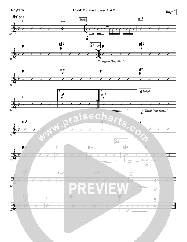 Thank You God Rhythm Chart (Chris Tomlin)