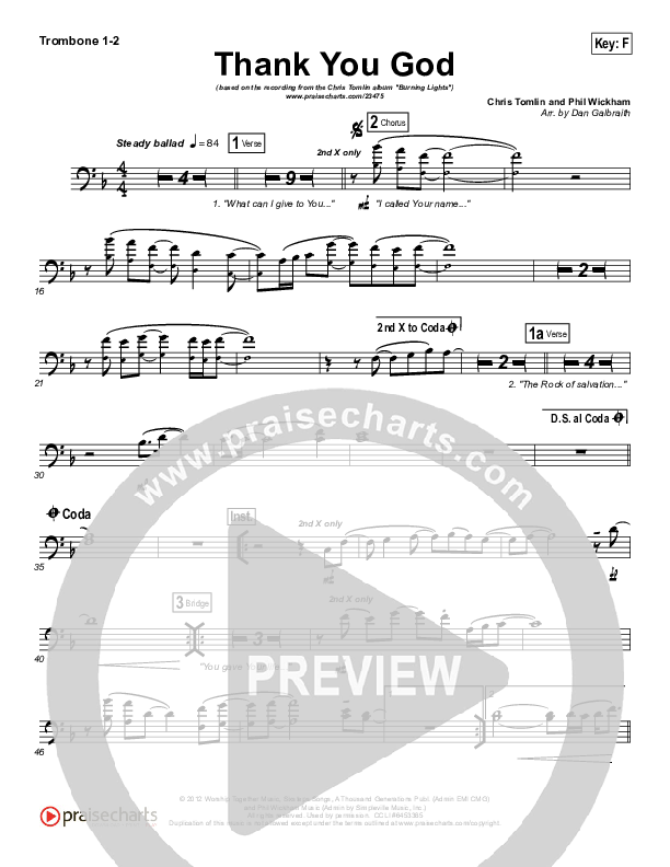 Thank You God Trombone 1/2 (Chris Tomlin)