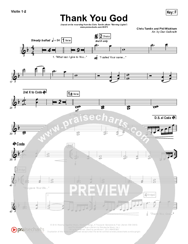 Thank You God Violin 1/2 (Chris Tomlin)