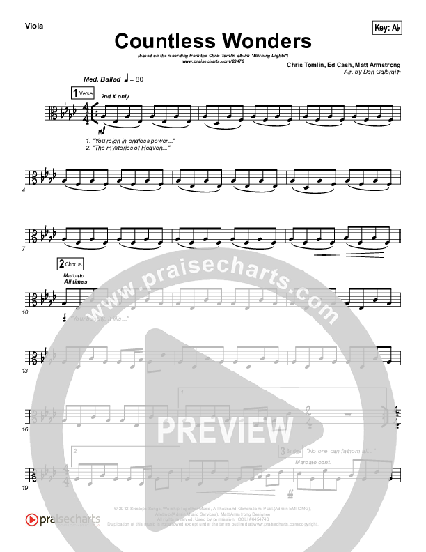 Countless Wonders Viola (Chris Tomlin)