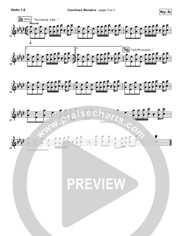 Countless Wonders Violin 1/2 (Chris Tomlin)