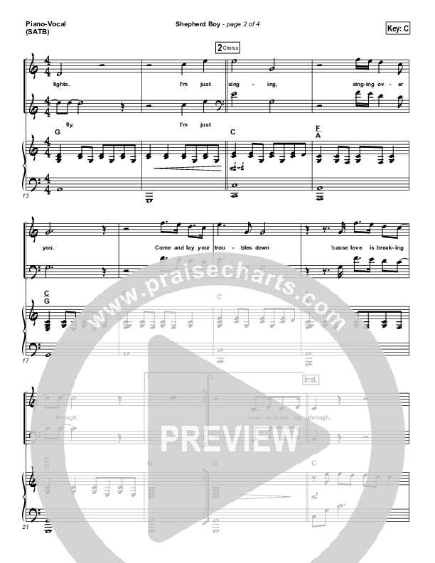 Shepherd Boy Piano/Vocal (SATB) (Chris Tomlin)