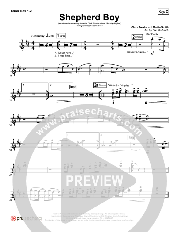 Shepherd Boy Tenor Sax 1/2 (Chris Tomlin)