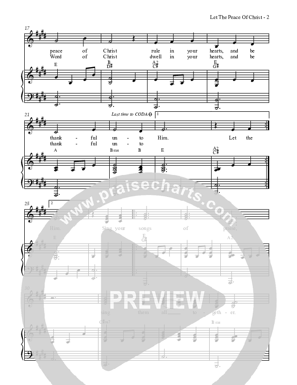 Let The Peace Of Christ Piano/Vocal (Dennis Allen / Nan Allen)