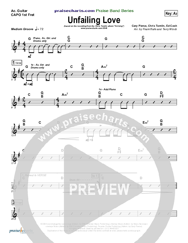 Unfailing Love Rhythm Chart (Chris Tomlin)