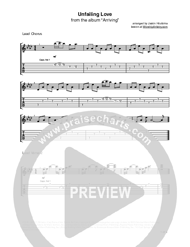 Unfailing Love Guitar Tab (Chris Tomlin)