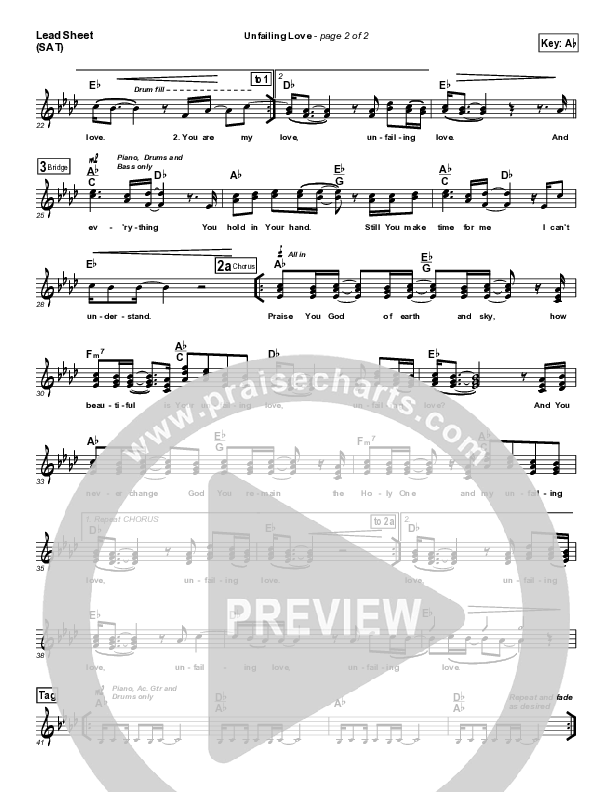 Unfailing Love Lead Sheet (SAT) (Chris Tomlin)