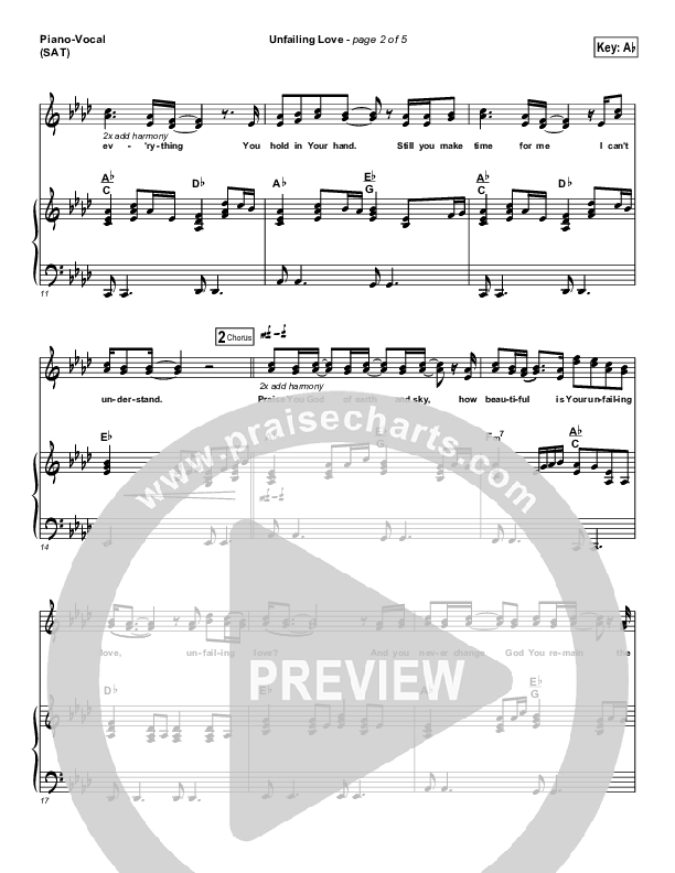 Unfailing Love Piano/Vocal (SAT) (Chris Tomlin)
