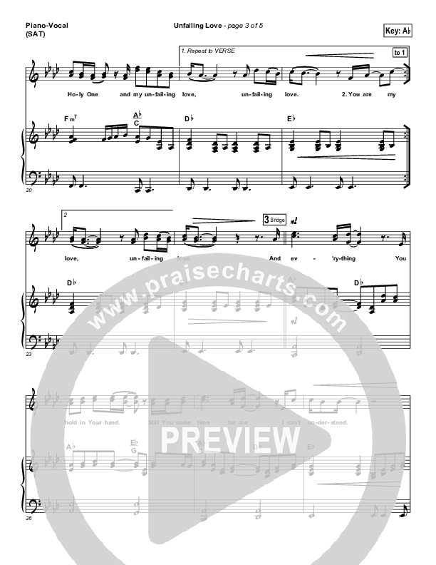 Unfailing Love Piano/Vocal (SAT) (Chris Tomlin)