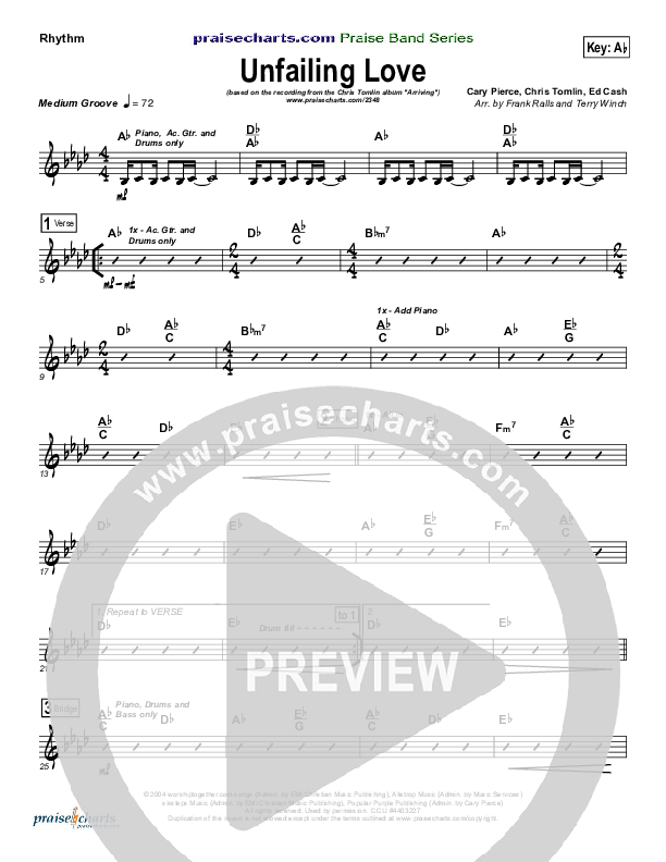 Unfailing Love Rhythm Chart (Chris Tomlin)