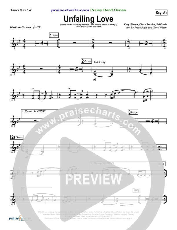 Unfailing Love Tenor Sax 1/2 (Chris Tomlin)