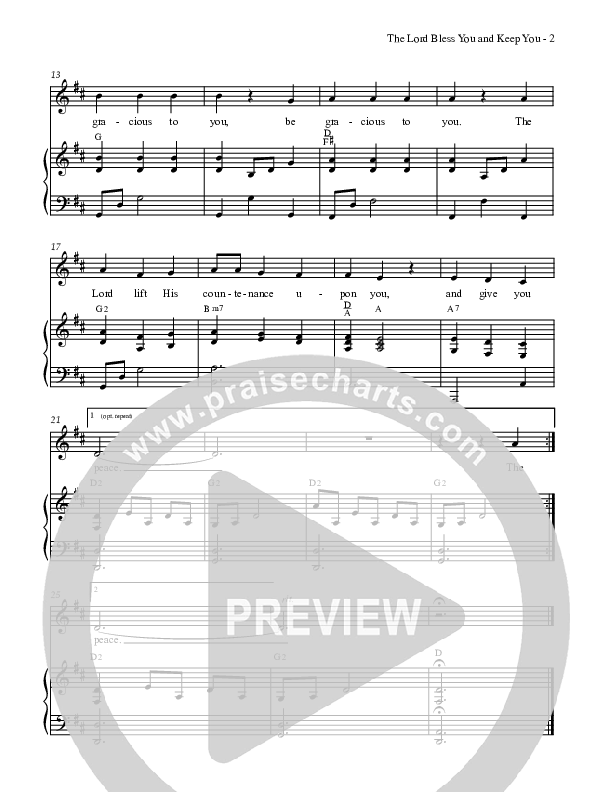 The Lord Bless You And Keep You Lead & Piano (Dennis Allen / Nan Allen)