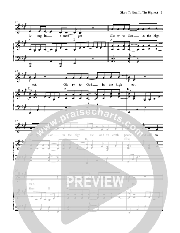 Glory To God In The Highest Piano/Vocal (Dennis Allen / Nan Allen)