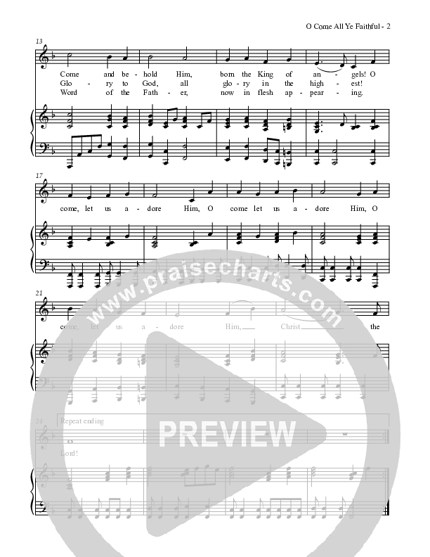 O Come All Ye Faithful Piano/Vocal (Dennis Allen / Nan Allen)