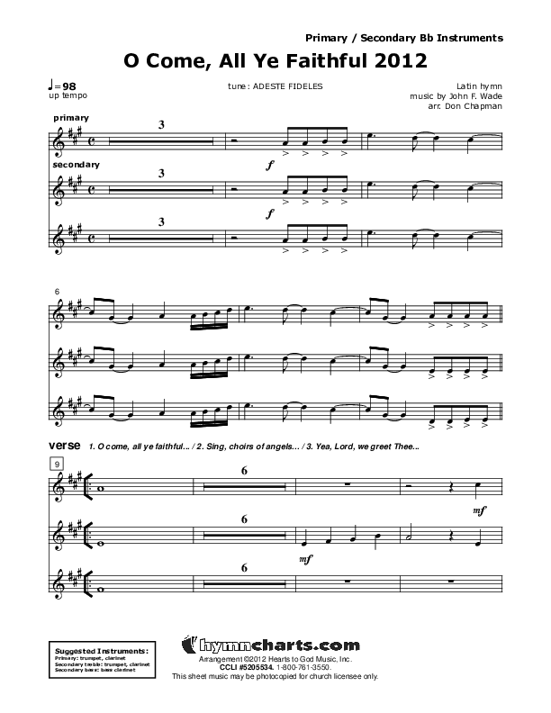 O Come All Ye Faithful Bb Instruments (Don Chapman)