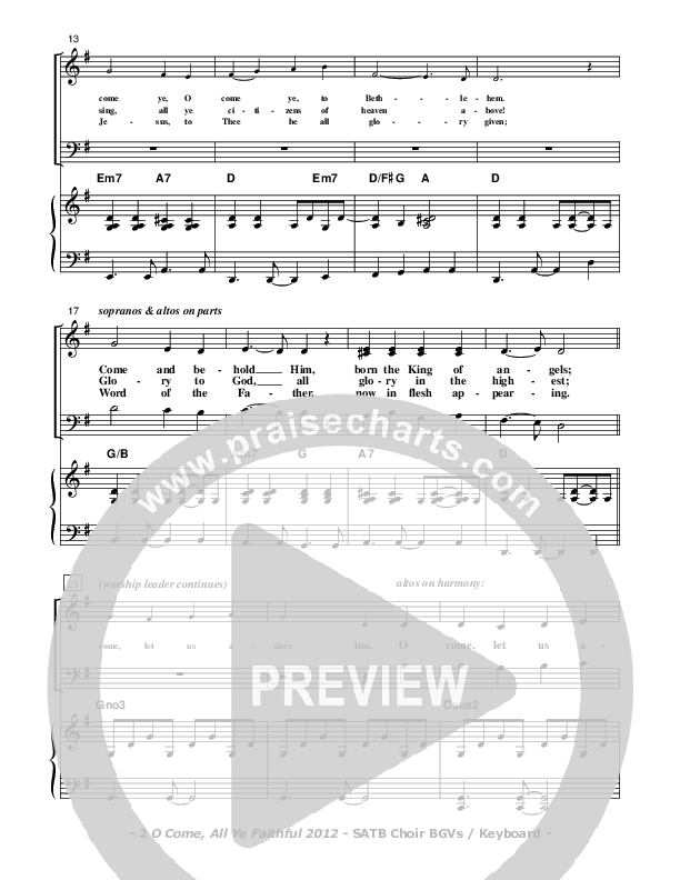 O Come All Ye Faithful Choir Vocals (SATB) (Don Chapman)