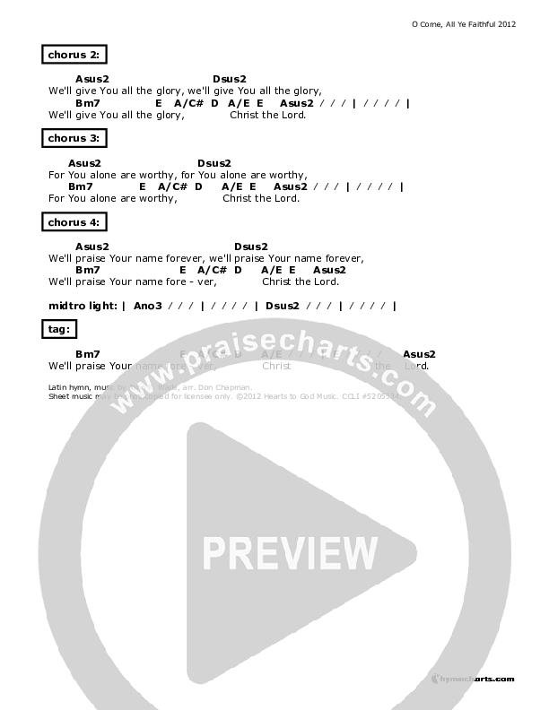 O Come All Ye Faithful Chords & Lyrics (Don Chapman)