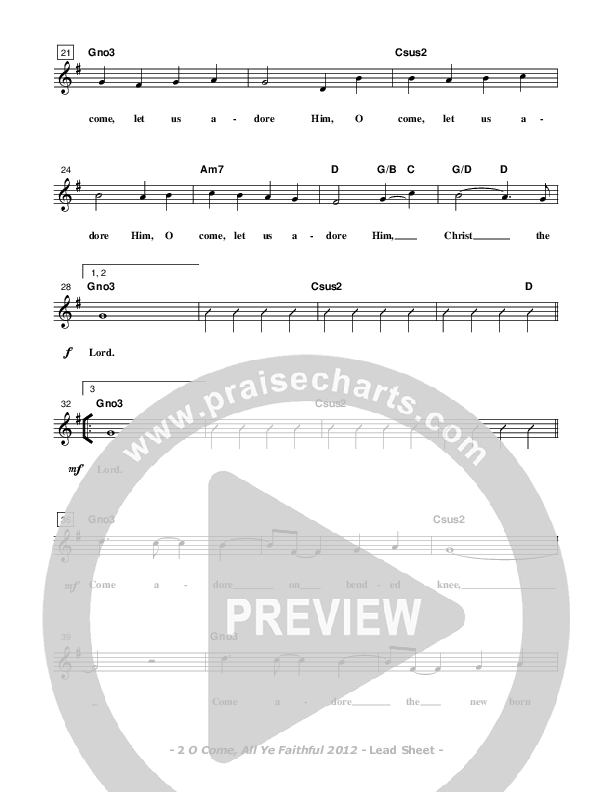 O Come All Ye Faithful Lead Sheet (Don Chapman)