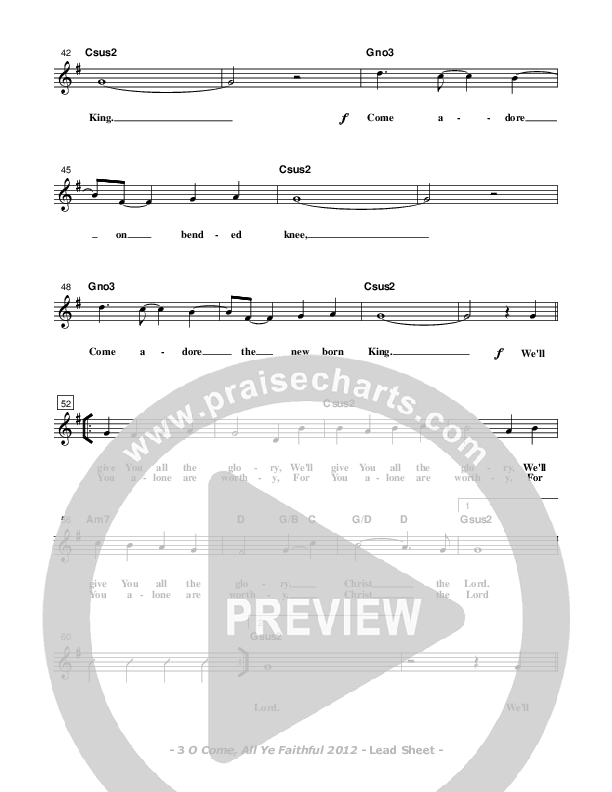 O Come All Ye Faithful Lead Sheet (Don Chapman)