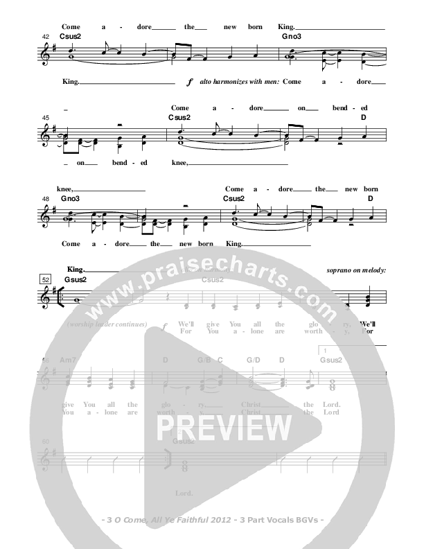 O Come All Ye Faithful Lead Sheet (SAT) (Don Chapman)