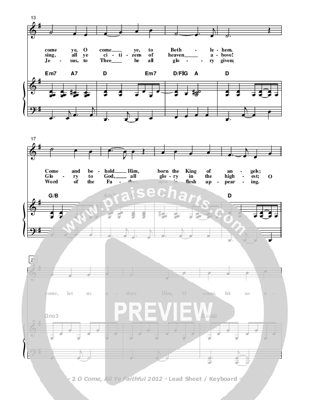 O Come All Ye Faithful Piano/Vocal & Lead (Don Chapman)