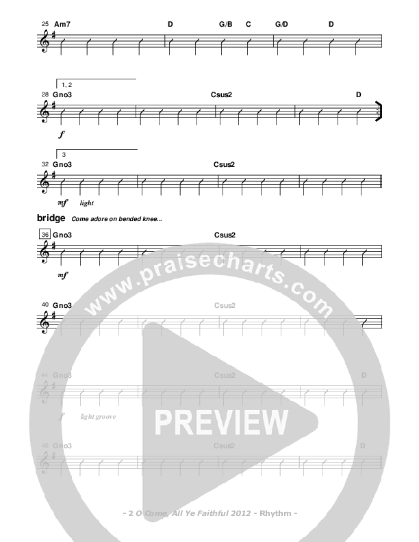 O Come All Ye Faithful Rhythm Chart (Don Chapman)