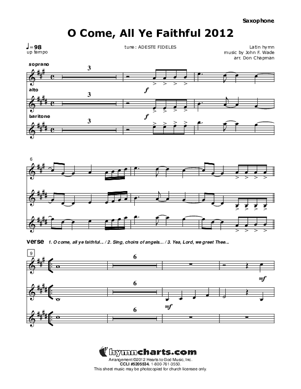 O Come All Ye Faithful Saxophone (Don Chapman)