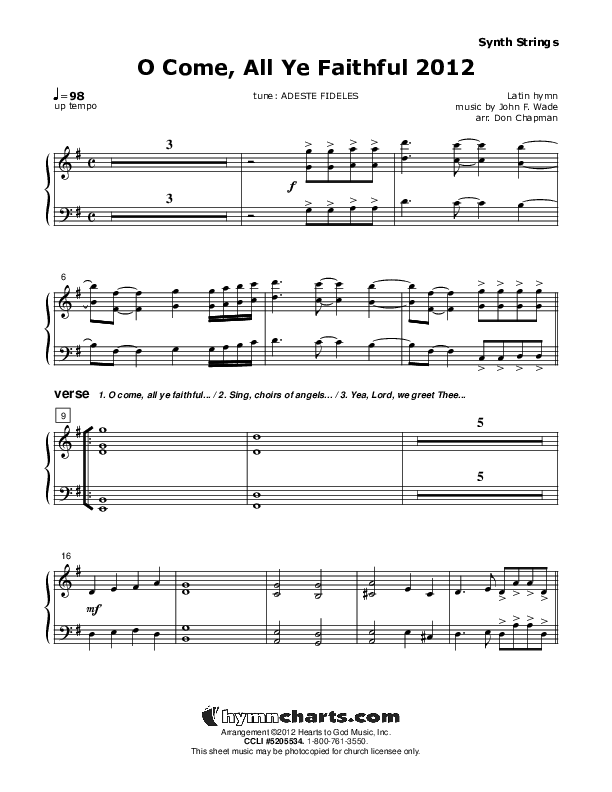 O Come All Ye Faithful Synth Strings (Don Chapman)